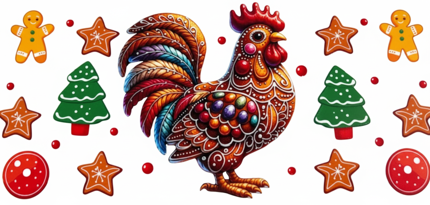 Christmas Gingerbread Rooster Decal