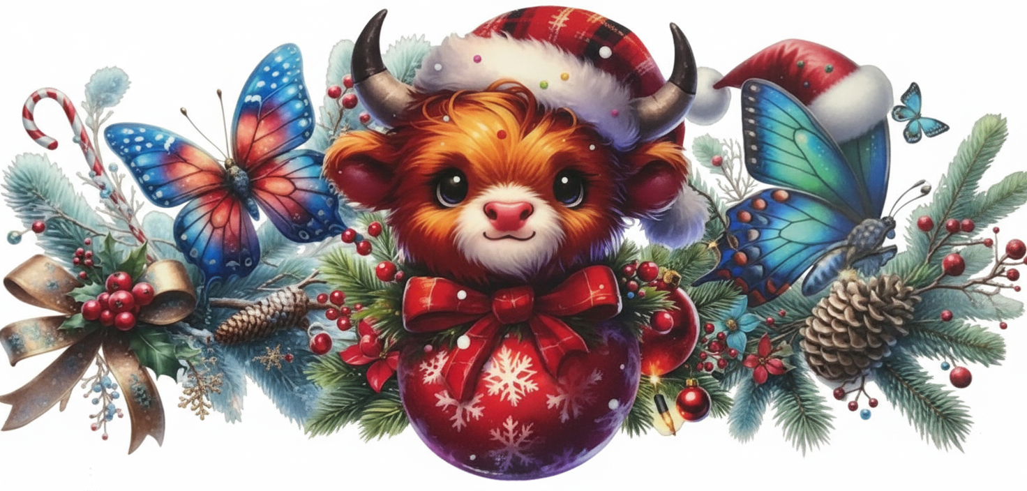 Christmas Highland Cow Decal